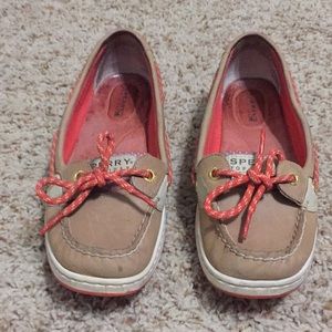 Pink and orange sperrys